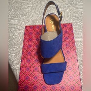 💙Tory Burch NEW Royal Blue Suede BlockHeel sandal💙
